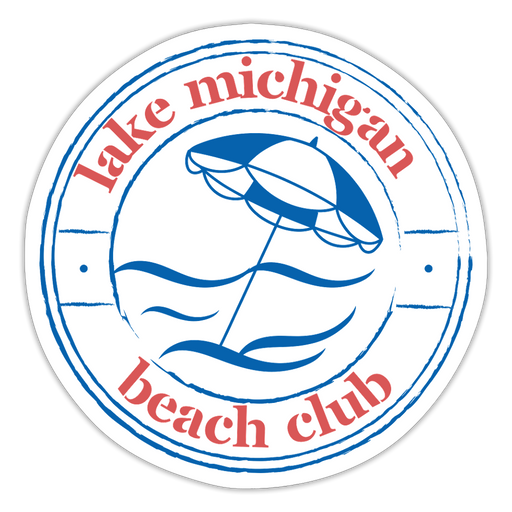 Lake Michigan Beach Club Sticker – Blue & Red | Durable Vinyl - white matte