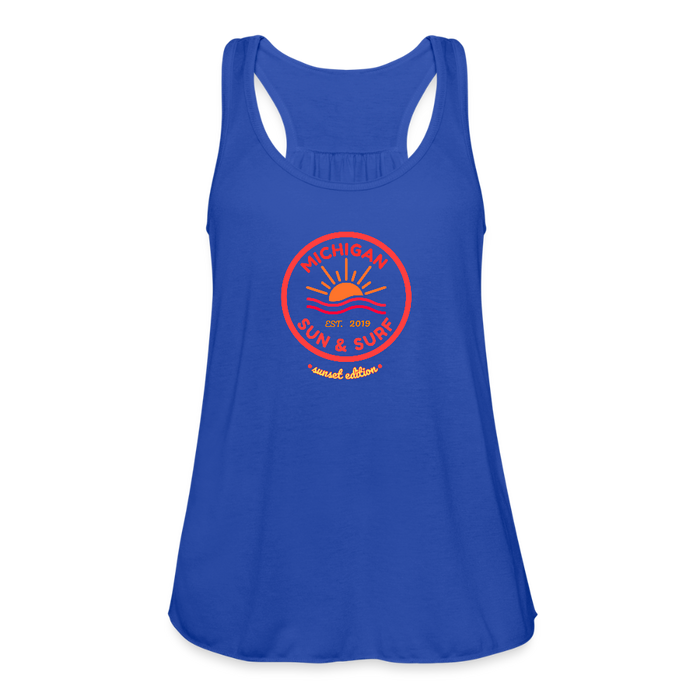 Michigan Sun & Surf “Sunset Edition” Women’s Flowy Tank Top – Bella + Canvas - royal blue