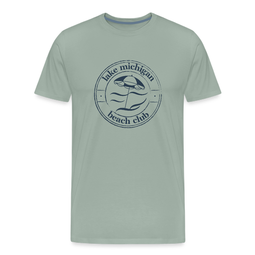 Lake Michigan Beach Club™ Men’s T-Shirt – Navy Logo - steel green
