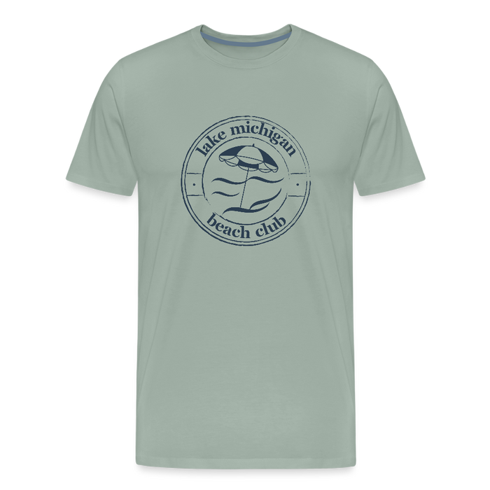 Lake Michigan Beach Club™ Men’s T-Shirt – Navy Logo - steel green