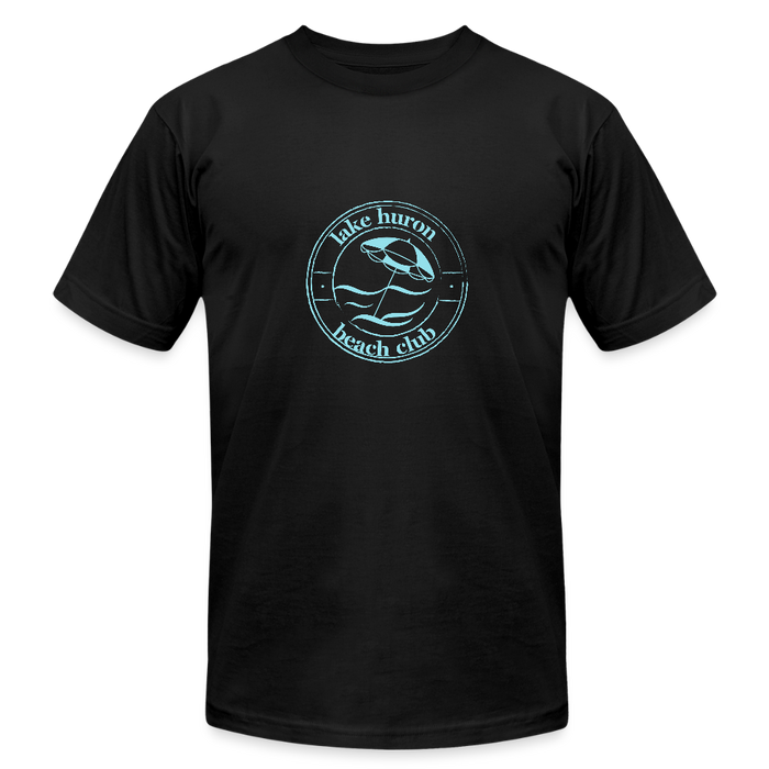 Lake Huron Beach Club Unisex Jersey T-Shirt – Soft Teal Logo | Bella + Canvas - black