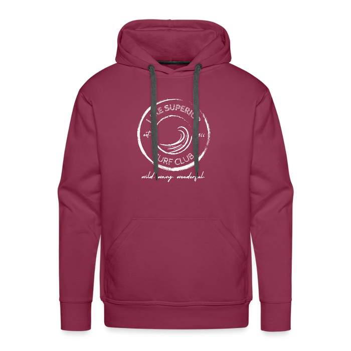 Lake Superior Surf Club Premium Hoodie – White Logo | Wild. Wavy. Wonderful. - burgundy