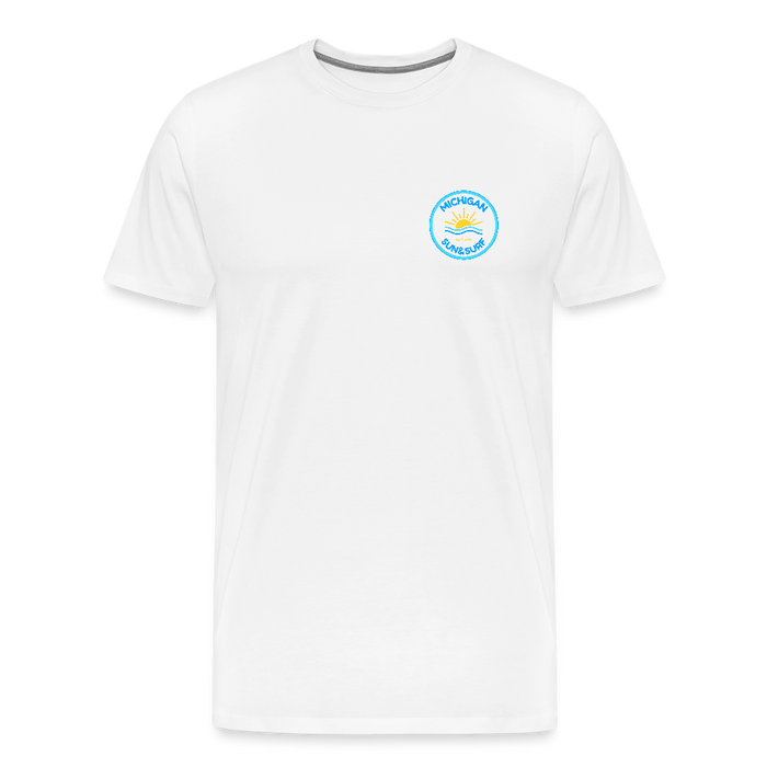 Michigan Sun & Surf™ Premium Tee – Retro Beach Badge in Multiple Colors - white