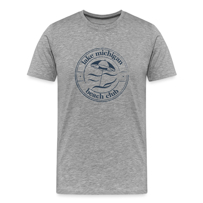 Lake Michigan Beach Club™ Men’s T-Shirt – Navy Logo - heather gray