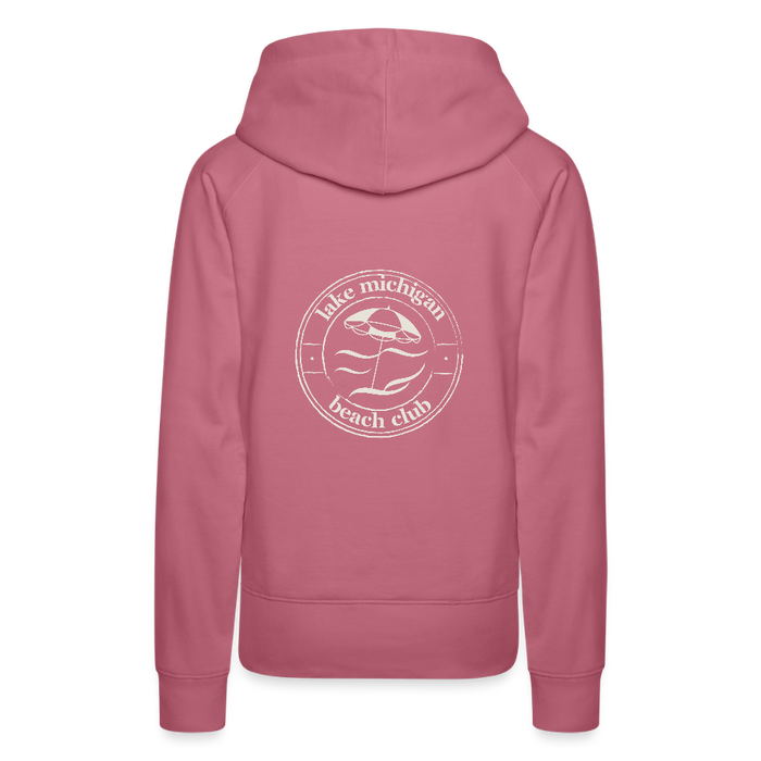 Lake Michigan Beach Club Women’s Premium Hoodie – Dusty Rose with Sand Logo - mauve