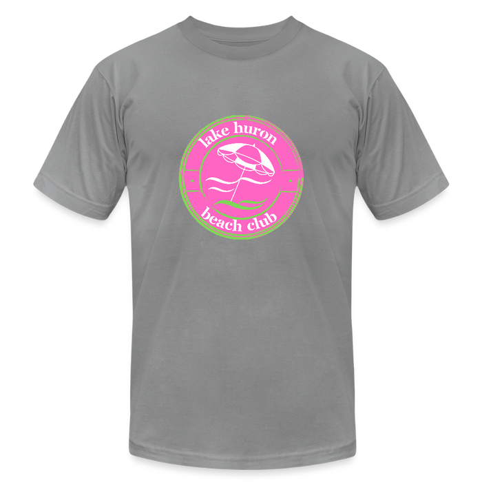 Lake Huron Beach Club™ Tee – Fresh Coast Prep (Pink & Green Solid) - slate