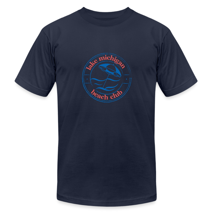 Fresh Coast Prep Tee – Lake Michigan Beach Club | Navy & Red Logo - navy