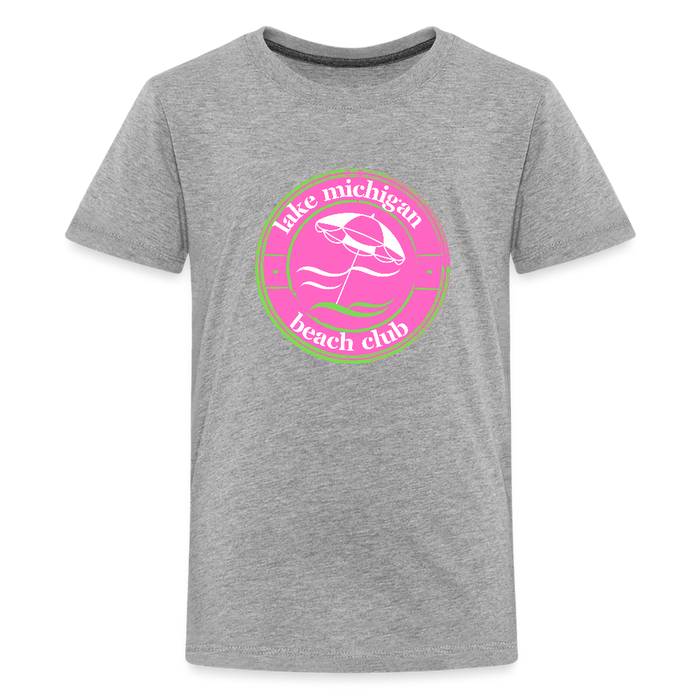 Lake Michigan Fresh Coast™ Kids’ Tee – Pink & Green (Fresh Coast Prep™) - heather gray