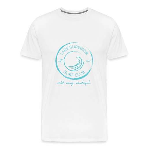 Lake Superior Surf Club Premium Unisex T-Shirt – Aqua Logo | Wild. Wavy. Wonderful. - white