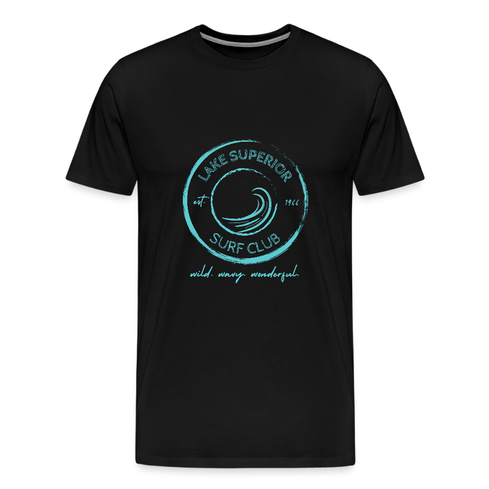 Lake Superior Surf Club Premium Unisex T-Shirt – Aqua Logo | Wild. Wavy. Wonderful. - black