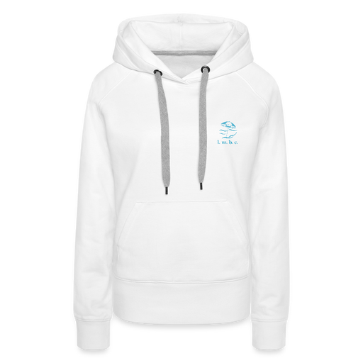 Lake Michigan Beach Club Women’s Premium Hoodie – White with Aqua Logo - white