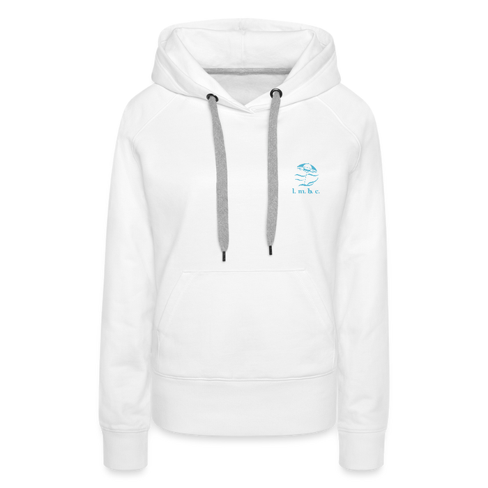 Lake Michigan Beach Club Women’s Premium Hoodie – White with Aqua Logo - white