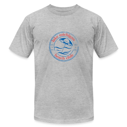 Fresh Coast Prep Tee – Lake Michigan Beach Club | Navy & Red Logo - heather gray