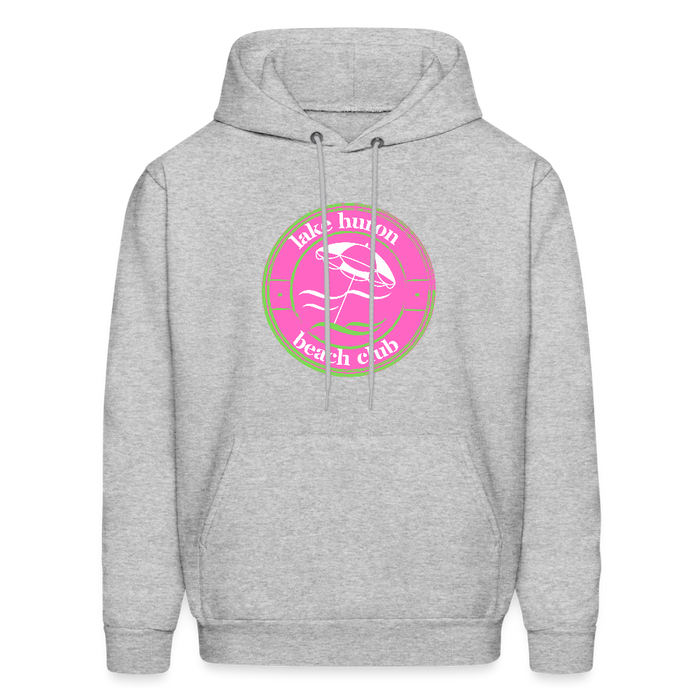 Lake Huron Beach Club™ Hoodie – Fresh Coast Prep (Pink & Green) - heather gray