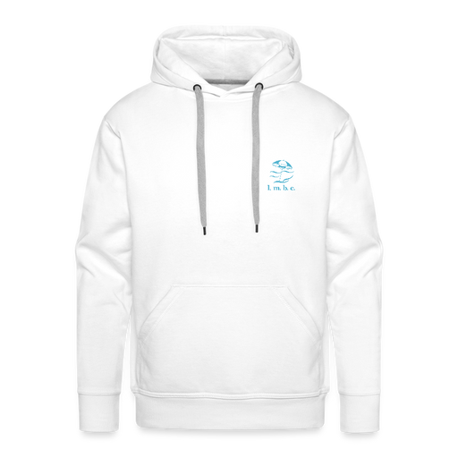 Lake Michigan Beach Club Men’s Premium Hoodie – White with Aqua Logo - white