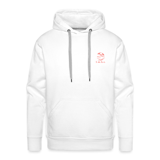 Lake Michigan Beach Club Men’s Premium Hoodie – White with Coral Logo - white