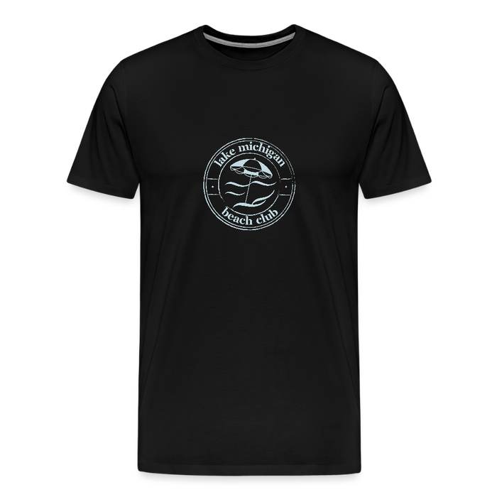 Lake Michigan Beach Club™ Men’s Premium Tee – Black with Blue Logo - black