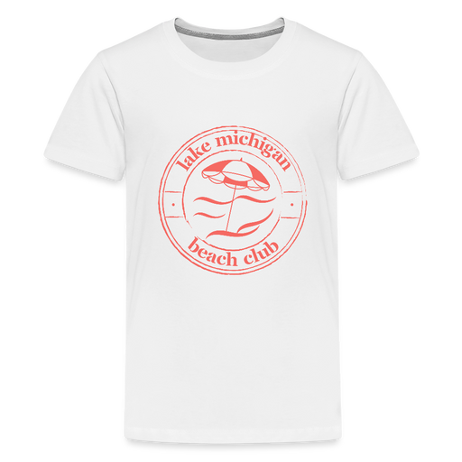 ake Michigan Beach Club™ Kids' Premium Tee – White with Coral Logo - white