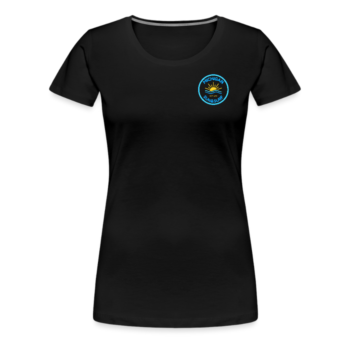 Michigan Sun & Surf™ Women's Premium Tee – Retro Beach Vibes - black