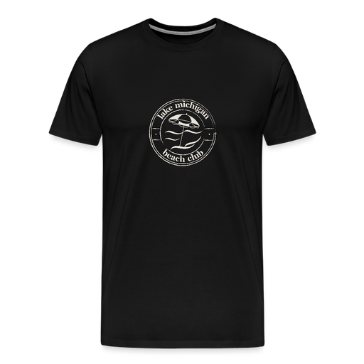Lake Michigan Beach Club™ Men’s Premium Tee – Black with White Logo - black