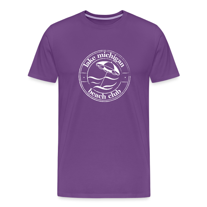 Lake Michigan Beach Club™ Men’s T-Shirt – White Logo - purple