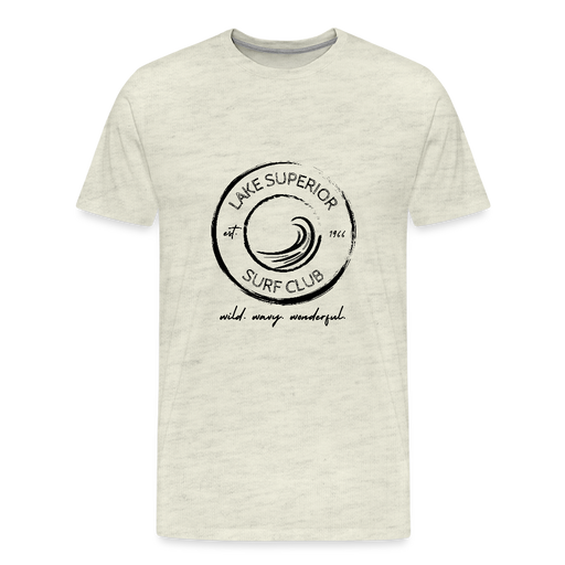 Lake Superior Surf Club Premium Unisex T-Shirt – Wild. Wavy. Wonderful. - heather oatmeal