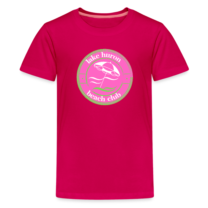 Lake Huron Beach Club™ Kids’ Tee – Red, White & Blue (Fresh Coast Prep™) - dark pink