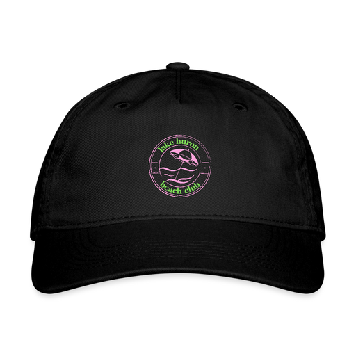 Lake Huron Beach Club Organic Baseball Cap – Pink & Green Logo - black