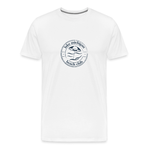 Lake Michigan Beach Club™ Men’s Premium Tee – White with Navy Logo - white