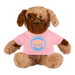 Michigan Sun & Surf Club Plush Dog – Cuddly Stuffed Animal with Logo Tee - petal pink