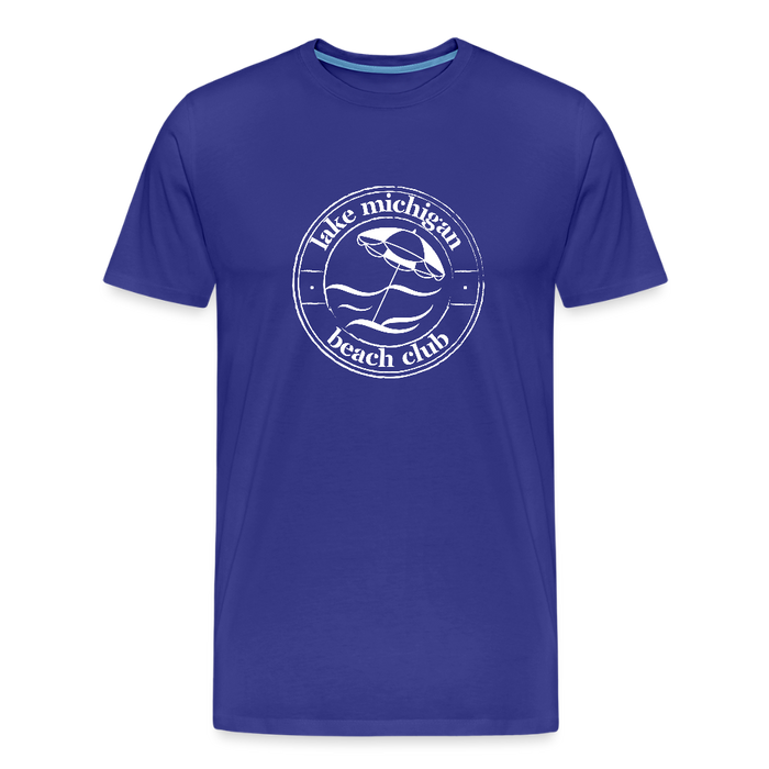 Lake Michigan Beach Club™ Men’s T-Shirt – White Logo - royal blue