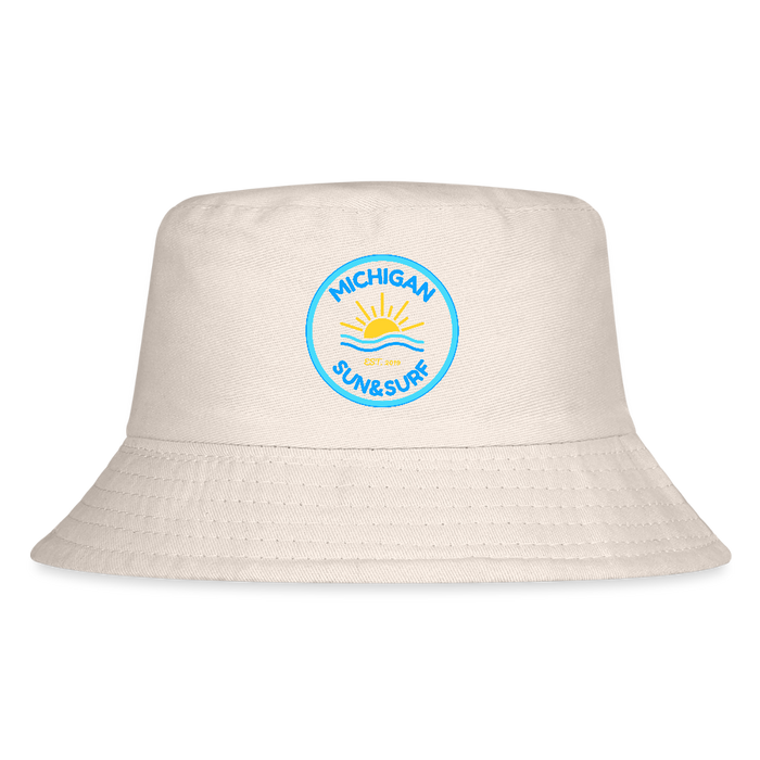 Michigan Sun & Surf Kid’s Bucket Hat – Premium Cotton Beach Hat for Kids - Natural