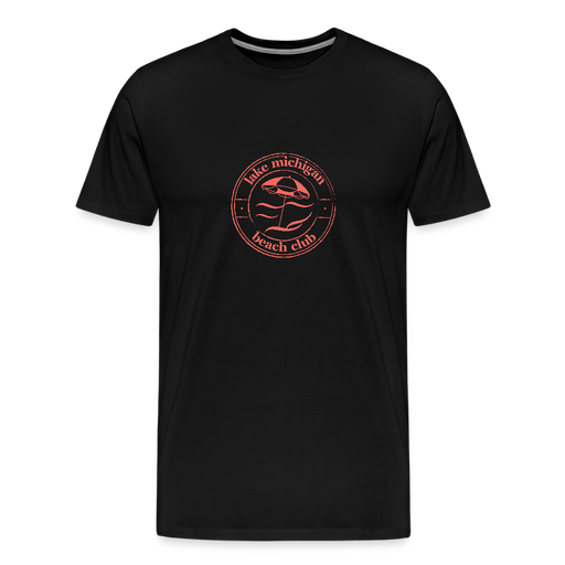 Lake Michigan Beach Club™ Men’s Premium Tee – Black with Coral Logo - black