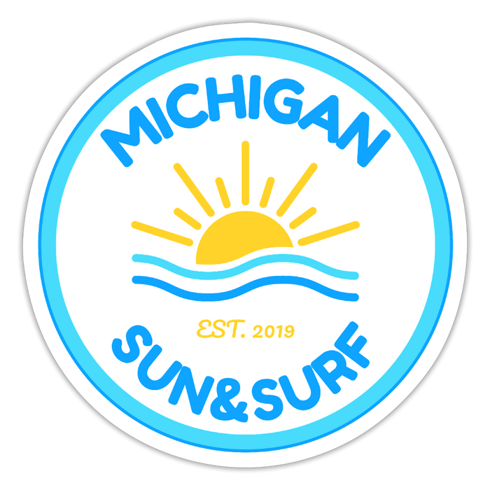 Michigan Sun & Surf  Sticker – Premium Vinyl Decal - white matte