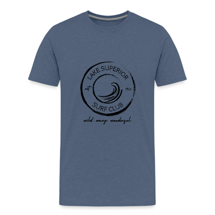 Lake Superior Surf Club Premium Unisex T-Shirt – Wild. Wavy. Wonderful. - heather blue