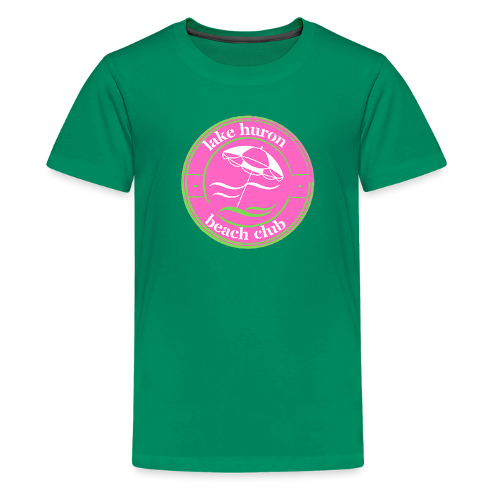 Lake Huron Beach Club™ Kids’ Tee – Red, White & Blue (Fresh Coast Prep™) - kelly green