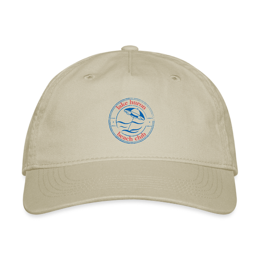 Lake Huron Beach Club Organic Baseball Cap – Navy & Red Logo - khaki