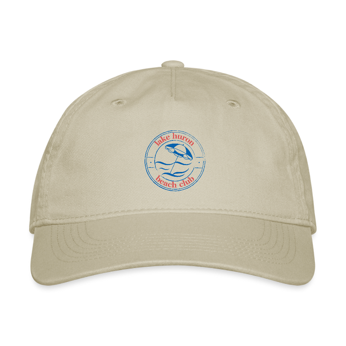 Lake Huron Beach Club Organic Baseball Cap – Navy & Red Logo - khaki