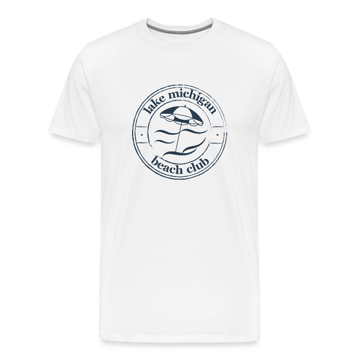 Lake Michigan Beach Club™ Men’s T-Shirt – Navy Logo - white