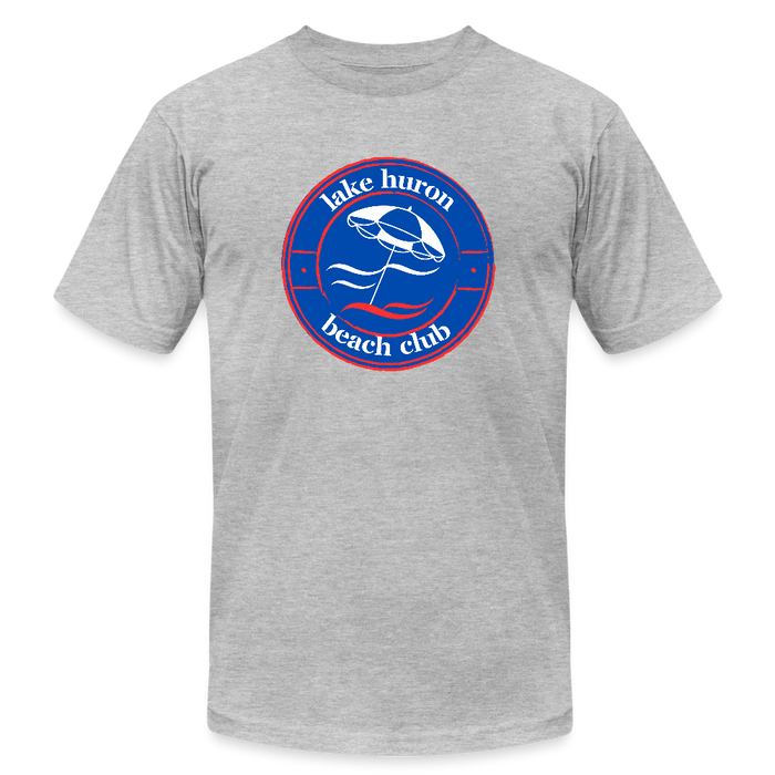 Lake Huron Beach Club™ Tee – Fresh Coast Prep (Red, White & Blue) - heather gray