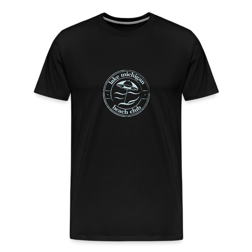 Lake Michigan Beach Club™ Men’s Premium Tee – Black with Blue Logo - black