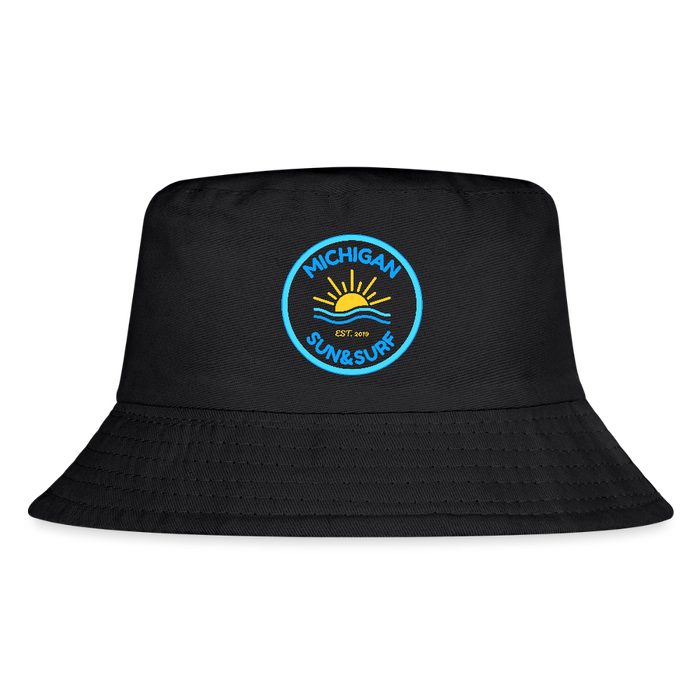 Michigan Sun & Surf Kid’s Bucket Hat – Premium Cotton Beach Hat for Kids - black