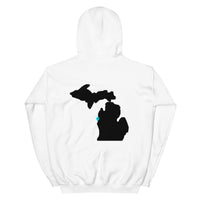 Ludington with Map Unisex Hoodie in White