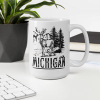 Lost in Wilderness Michigan White glossy mug